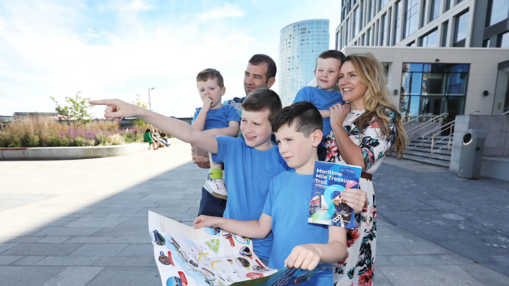 Family taking part in the Maritime Mile Blueway Trail